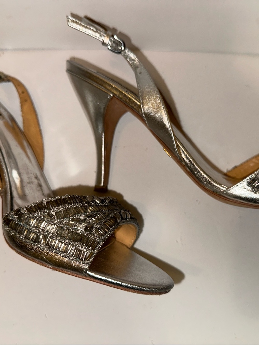 Badgley Mischka Silver Strappy Heels